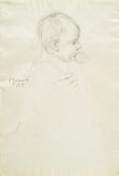 VINCENZO GEMITO, portrait of a baby, black chalk